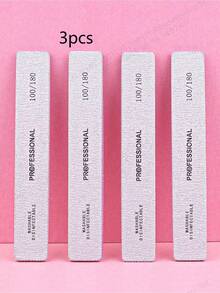 3Pcs Professional Rectangular Nail Files Double-Sided Gritting Nail Sanding Strips Manicure Tools 100/180 - Light Grey - View 9