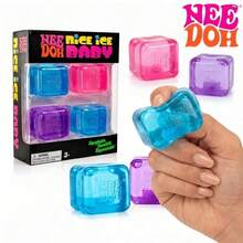 asmodee 4pcs Schylling NeeDoh Soft Cute Toys, Ice Cube Square Squeeze Toys, Anxiety Relief, Soft Cute Toys, Stress Relief Toys, Suitable For Office Relaxation/Home Entertainment, Fun-Filled, Great Choice For Graduation Gifts, Wedding Gifts, Toys, Bag Charms, Plush Toys, Birthday Gifts, Room Decor - Multicolor - View 1