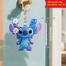 Disney Stitch Letter Embroidered Keychain, 26 'A-Z' Floral Cartoon Patterns, Acrylic Pendant With Chain, Suitable For Bags, Keys And Car Keys, Travel Accessory Gift, Cute Floral Keychain Design, Smooth Surface, Keychain, Decorative Keychain, Cartoon Keychain, Christmas Gift, Fan Gift, 2D Flat Gift, Holiday Gift, Home Decor - Multicolor - View 29