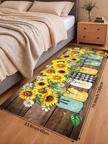 1pc 2D Autumn Floor Mat, Vintage Sunflower Pattern Diatomaceous Earth Mat, Super Absorbent, Non-Slip, Perfect For Bathroom, Kitchen And Dining Room, Quick Dry, Machine Washable, Perfect Gift For Home Decor And Bathroom Mat, Autumn Gift! - Multicolor - View 15