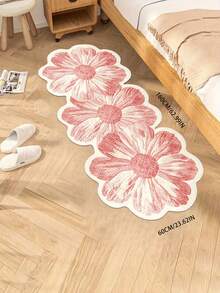 1pc Pink & White 3-Flower Area Rug, Living Room Decor, Bedroom Decoration, Home Casual Carpet, Decorative Rug, Small Rug, Carpet, Home Decor, Living Room Carpet, Living Room Small Rug, Bedroom Carpet, Living Room Home Decor, Outdoor Rug, Fleece Rug, Plush Rug, Autumn/Winter Rug, Thick/Fluffy, Washable Carpet - Multicolor - View 9
