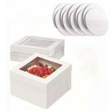 10pcs/1pc Cake Box With Cake Base (10 Boxes And 10 Bases), 12x12x8 Inch/10x10x8 Inch White Baking Box, Suitable For Cakes, Cookies, Pastries, Pies, Weddings, Birthdays, Halloween, Etc. - A-White - View 9