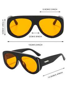 1 Pair Men's Glossy Black Aviator Frame Street Style Motorcycle Fashion Glasses - Glossy Black - View 5