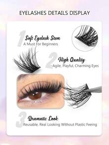 Sibeuna 96Clusters Reusable Individual Eyelashes Natural Look, 3D Fluffy Eyelash Clusters DIY Eyelash Extensions, Wispy Lash Clusters, Soft & Comfortable, Easy Wearing - D - View 4