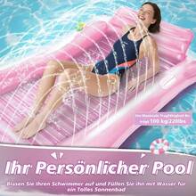 Pinke Aufblasbare Pool-Liegeinsel Mit Eingebautem Sprinkler, Abnehmbarem Kissen & Getränkehalter – Große Schwimminsel Für Pool & Strand Im Sommer, Ideal Für Das Faulenzen Auf Poolpartys Mit Freundinnen, Den Wasserspaß Mit Den Eltern & Den Sonnigen Urlaubs- Oder Hofeinsatz. - A - Übersicht 4
