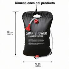 Portable 20L Solar Camping Shower Bag, Foldable Black PVC Shower With Shower Head And Hose, 5 Gallon Capacity For Hiking And Outdoor Use - Black - View 9