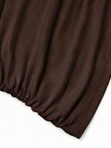 Women's Summer Vacation Solid Color Halter Neck Ruched Fitted Camisole Casual - Coffee Brown - View 5