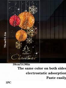 1pc Large Christmas Decoration Scene, Includes Creative Christmas Balls, Gold Glitter, Snowflakes And Holiday Window Stickers, Suitable For Store Display And Glass Door Decoration, Creating A Strong Holiday Atmosphere. - Multi-color - View 10