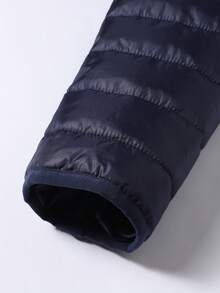 Men's Winter Daily Commute Solid Color Minimalist Versatile Casual Hooded Padded Coat - Blue - View 7
