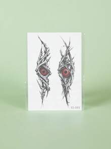 1pc Halloween Fake Eye Tattoo Sticker, Waterproof Sweat-Resistant Disposable Temporary Tattoo, Suitable For Women And Men Face, Arm, Waist, Chest, Leg, Abdomen, Neck, Hand, Finger, Back, Ideal For Party, Stage Performance, Modernist Body Art - Multicolor - View 5