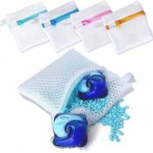 4pcs Zipper Mesh Laundry Bags, Reusable Washing Machine Protection Bags With Zipper Closure, Suitable For Fragrance Beads, Machine Washable, Anti-Sticking Laundry Pod Protection Bags, Suitable For Delicate Items And Small Items, Soap Sheets, Fragrance Crystals And Other Detergent Pods, Laundry Sorting Bags, Home Care Essentials, Machine Wash Clothes Protection Tool, Anti-Deformation Laundry Bags, Simple Home Storage, Saudi Arabia Gift, Travel Essentials, Christmas/Halloween/Valentine's Day/Home Essentials - Multicolor - View 2