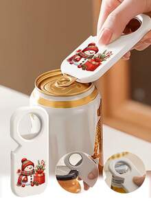 新款聖誕雪人圖案 3合1 多功能開瓶器/開蓋器－防滑省力啤酒瓶蓋與罐頭開蓋工具，居家廚房必備小工具，兼具居家與派對裝飾功能，人體工學設計，送給家人、朋友、老師的完美禮物，節日必備，聖誕居家必備，聖誕禮物 - 彩色 - 查看 1