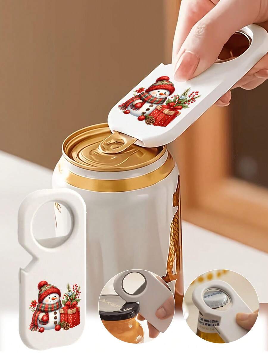 新款聖誕雪人圖案 3合1 多功能開瓶器/開蓋器-防滑省力啤酒瓶蓋與罐頭開蓋工具,居家廚房必備小工具,兼具居家與派對裝飾功能,人體工學設計,送給家人、朋友、老師的完美禮物,節日必備,聖誕居家必備,聖誕禮物 - 彩色 - 查看 1