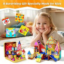 Cartoon Pattern Magnetic Building Blocks Set, 3D Magnetic Tiles Puzzle Toy For Kids, Early Education Educational Toy To Develop Spatial Imagination, Parent-Child Interactive Tabletop Game, Fun Desktop Decoration, Suitable For Children, Teenagers And Adults, Surprise Collectible Gift Box, Ideal Birthday, Holiday And Party Gift For Boys And Girls - Multicolor - View 6