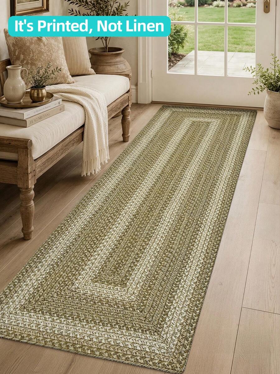 DAJIANG 1pc 3D Woven Long Strip Rug, Geometric Grid Kitchen Carpet, Suitable For Bathroom, Kitchen, Outdoor, Hallway, Bedroom, Living Room, Machine Washable And Easy To Clean, Non-Slip Entryway Mat, Bedroom Decorative Rug