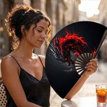 1pc Women's Handheld Fan, Vintage Pattern Design, Bright Vintage Style, Lightweight And Portable, Suitable For Daily Use, Outdoor Activities And Party Occasions, Ideal Fashion Accessory - Hand Fan - View 6