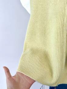 Autumn/Winter New Soft Coffee Color Ribbed Knit Vest With Double Zipper Sleeveless Camisole Commuter Casual Layering Essential - Light Yellow - View 3