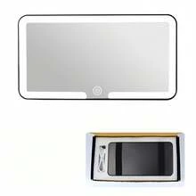 1PC Ultra-Thin LED Car Makeup Mirror, 3 Color Lighting Modes, Detachable Car Vanity Mirror With Light, Touch Control, USB Charging, Compatible With Various Vehicles, Car Mirror Hanging Accessory, Ideal Holiday Gift - Multicolor - View 13