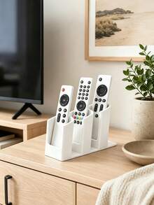 3-Slot Remote Control Storage Box, Black And White Color Scheme, Suitable For TV And Air Conditioner, Practical Desktop Organizer, Home Decor Essential, Back To School, Christmas, Halloween Gift - Multicolor - View 3
