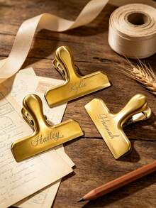 Custom Stainless Steel Sealing Clip, Customizable Text, Personalized Engraved Diary Clip, Can Be Used As Wallet Clip And Stationery Clip, Ideal Choice For Office - Multicolor - View 3