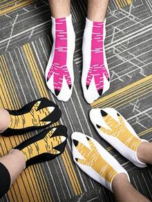 Novel Chicken Leg Socks With Fun Animal Paw Print 3D Printed Socks. A Great Choice For Funny Gifts And Gift Exchange, Especially For Holiday Parties And Oddity Socks Day. One Size Fits All, Unisex. - Multicolor - View 1