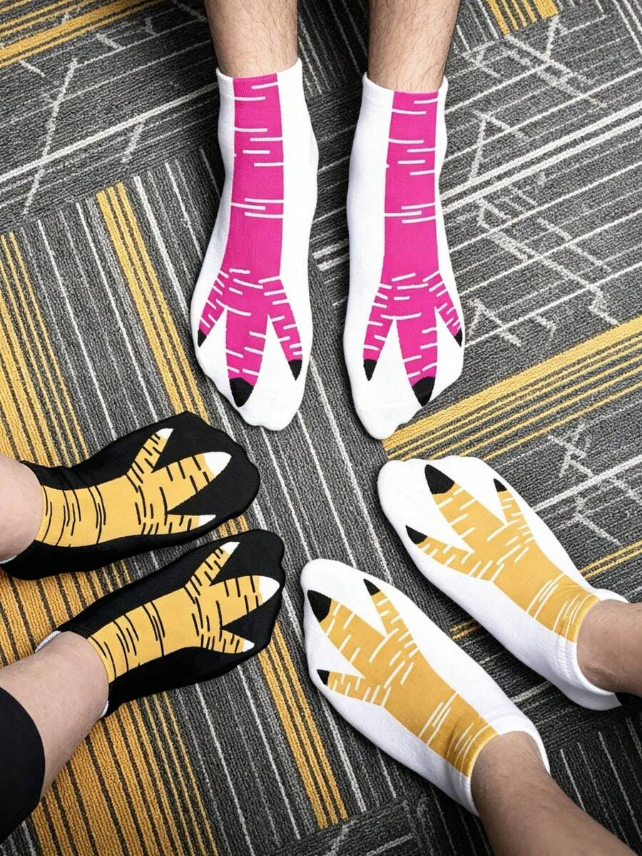 Novel Chicken Leg Socks With Fun Animal Paw Print 3D Printed Socks. A Great Choice For Funny Gifts And Gift Exchange, Especially For Holiday Parties And Oddity Socks Day. One Size Fits All, Unisex. - Multicolor - View 1