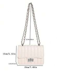 New Fashion Chain Strap Crossbody Bag, Multi-Functional Mini Square Women's Bag, High-End Foldable Cream White Small Square Bag - Multicolor - View 11