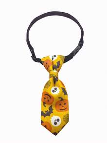 Halloween Pet Tie Collar Spider Ghost Bat Print Pattern Collar Skull Adjustable Cat Neck Collar - Multicolor - View 7
