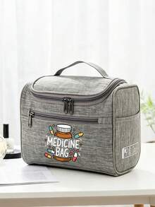 Portable Pill Bag, Medicine Pattern, Multi-Compartment Medicine Storage Bag, Multi-Functional Handbag - Multicolor - View 14