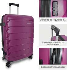 KENNETH COLE NEW YORK LIBERTY Maleta 24", Rígida PP de alta resistencia, Ligera, Expandible, Ruedas Giratorias, Candado TSA (Negro) - Morado - Ver 2