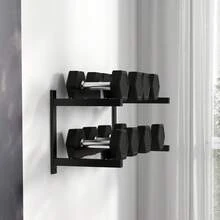 SPORTNOW Wall-Mounted Dumbbell Rack, 2-Tier Weight Rack, Space-Saving Dumbbell Stand, Multi-Functional Organiser For Kettlebells And Yoga Mats, For Home Gym, Black - Black - View 7
