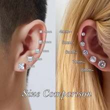 4 Pairs Clip On Earrings, Stainless Steel Non Pierced Fake Earrings Women,Fashion Diamond Design, Silver/Black Styles - Multicolor - View 4