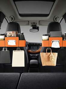 Multifunctional Car Seat Back Organizer, Dual Cup Holders + Tissue Box + Phone Storage, Easy Installation, Keep Car Interior Tidy - Multicolor - View 4