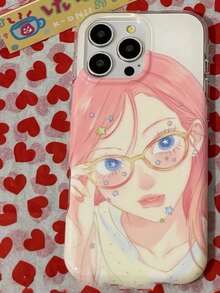 多巴胺色粉色日系漫畫風可愛大眼女孩卡通IMD手機殼--適用於Phone 17 Pro Max, 17 Pro, 17, 16 Pro Max, 16 Pro, 16, 15 Pro Max, 15 Pro, 14 Pro Max, 14 Pro, 14, 13 Pro Max, 13 Pro, 13, 12 Pro Max, 11，手機保護殼 - 粉色 - 查看 2