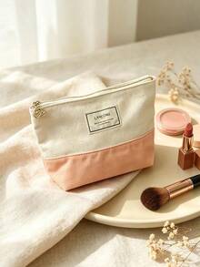Lancôme Lancome Two‑Tone Fabric Cosmetic Pouch, Zipper Makeup Bag With Brand Label And Rose‑Shaped Zipper Pull, Portable And Durable For Travel, Suitable For Personal Use And Gift Giving, LANCOME‑GIFT‑20 - Red - View 9