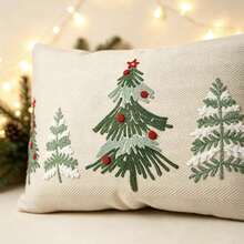 LCUHPCL 1 buah Sarung Bantal Pohon Natal Bordir 3D Suasana Natal Musim Dingin, Kain Herringbone, Cocok Untuk Kamar Tidur, Ruang Tamu, Sofa, Pesta Sehari-hari Dan Berbagai Lingkungan - MultiWarna - View 7