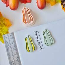 Various Pumpkin Polymer Clay Cutter For Earrings & Jewelry Making, Pumpkin Designed Soft Pottery Clay Molds For Pendant & Necklace Decoration Making - Beige - View 16