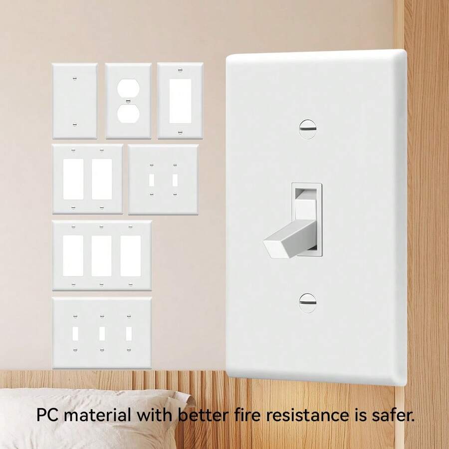 Switch Socket Wall Plate Set 1/2/3 Gang White Flame Retardant Standard US Size Decorative Cover Plate Multiple Sizes Available For Home Decoration - White PC Panel - View 1