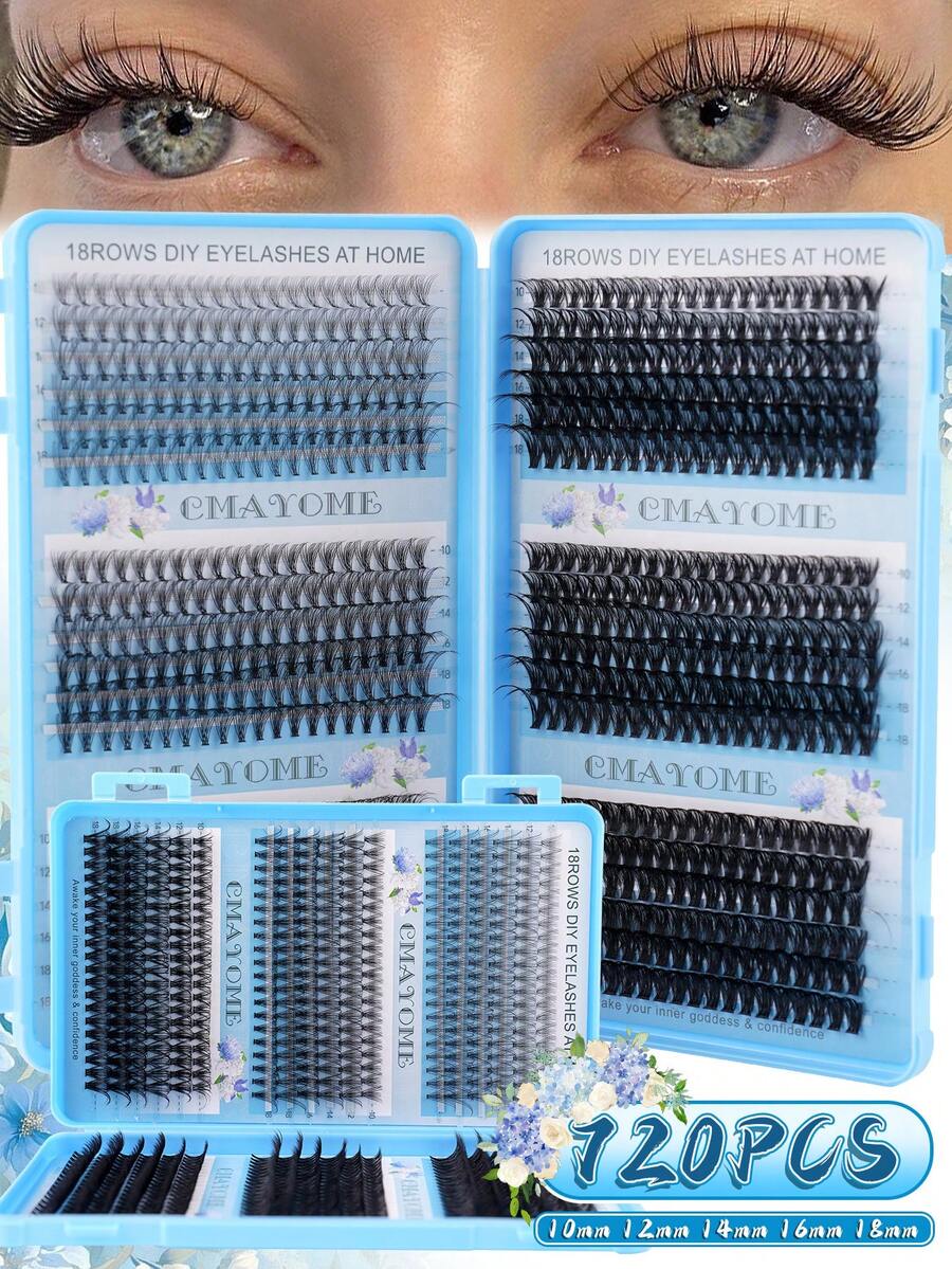 720/684/648 Pcs Large Capacity Cluster Lashes, Portable Segment Lash Extensions For Beginners, Soft Natural Look, Dense & Fluffy Individual Lashes, Long‑Lasting Lightweight, For Daily Makeup & Home DIY - D - View 1