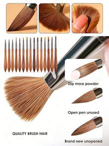Olasalon Acrylic Nail Brush, Sandalwood Handle, Suitable For Professional Application Of Acrylic Nail Polish And Acrylic Powder - Chocolate Brown - View 3