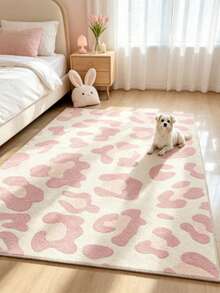 1pc Minimalist Pink Leopard Print Spotted Decorative Rug, Living Room Carpet, Bedside Plush Rug, Autumn/Winter Rug, Thick Rug, Large Living Room Carpet, Bedroom Rug, Living Room Home Decor, Outdoor Rug, Washable Rug - Multicolor - View 3