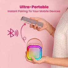 Portable Mini Wireless Karaoke Speaker And Wireless Microphone, High-Fidelity Stereo KTV Sound System, Wireless Speaker With RGB Color LED Lights, Suitable For Outdoor Use, Sports, Travel, Home Party, Christmas And Birthday Gift - View 7
