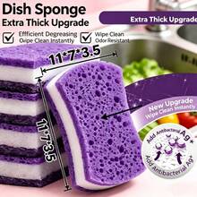 1/5pcs Antibacterial Dish Cloth, Natural Wood Pulp Dish Sponge, Double-Sided Cleaning Tool, Pure Cotton Yarn, Kitchen Grease Scrubbing Cloth - Multicolor - View 6