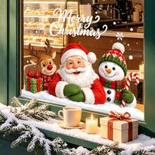 1/3pcs Reusable Adorable Santa Claus Window Decals, Double-Sided PVC Static Adhesive Glass Stickers, Suitable For Homes, Shops, Classrooms, And More - Multicolor - View 9