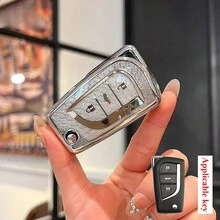 1pc TPU Material Car Key Cover, 3-Button Dedicated Key Case For New Corolla, New Reiz, RAV4 Models - A - View 11