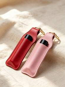 Sweet Style PU Leather Lipstick Holder Keychain, Bag Charm Accessory, Paired With Transparent Bear, Star And Candy Charms. Built-In Slot For Lipstick/Lip Balm, Lobster Clasp Design For Easy Attachment To Bag Exterior, Convenient For Quick Access. Exquisite Design With Full Girly Vibe, Compact And Space-Saving, Both A Storage Accessory And A Beautiful Bag Decoration. - Multicolor - View 3