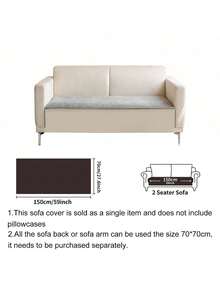 SANMOSPIN 1pc Solid Color Waterproof Sofa Cover, Non-Slip, Pet-Friendly, Simple Style, Non-Sticky, Suitable For Bedroom, Living Room, Office Home Decor, Fits Single, Loveseat, 3-Seater, 4-Seater And Sectional Sofas - Multicolor - View 48