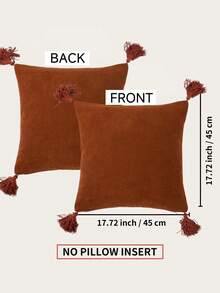 1pc Solid Color Ribbed Corduroy Fabric Pillow Case, Modern Style Polyester Fiber Square Cushion Cover Suitable For Living Room Home Use - Coral Orange - View 7