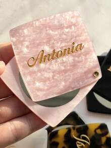 1pc Customized Personalized Name Folding Mirror, Personalized Exquisite Marble Pattern Mirror, Bridesmaid Makeup Mirror, Marble Pattern Makeup Pocket Mirror, Wedding Gift, Unique Bride/Bridesmaid Gift Customized Bridesmaid Makeup Mirror, Gift For Her - Multicolor - View 7