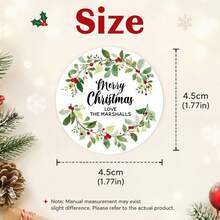Custom Christmas Gift Stickers, Personalized Family Name Holiday Labels, Elegant Berry Wreath Style, Customized Christmas Wishes Stickers For Gift Wrapping, Customizable Text Gift Tags, Festive Present Seals, Holiday Party Decor, Christmas Gift 2026 - Style D - View 2
